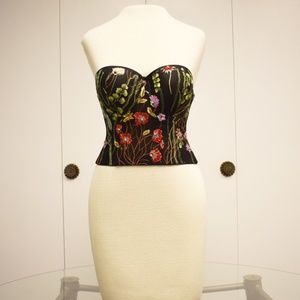 Love J: Black Floral Beaded Bustier Top